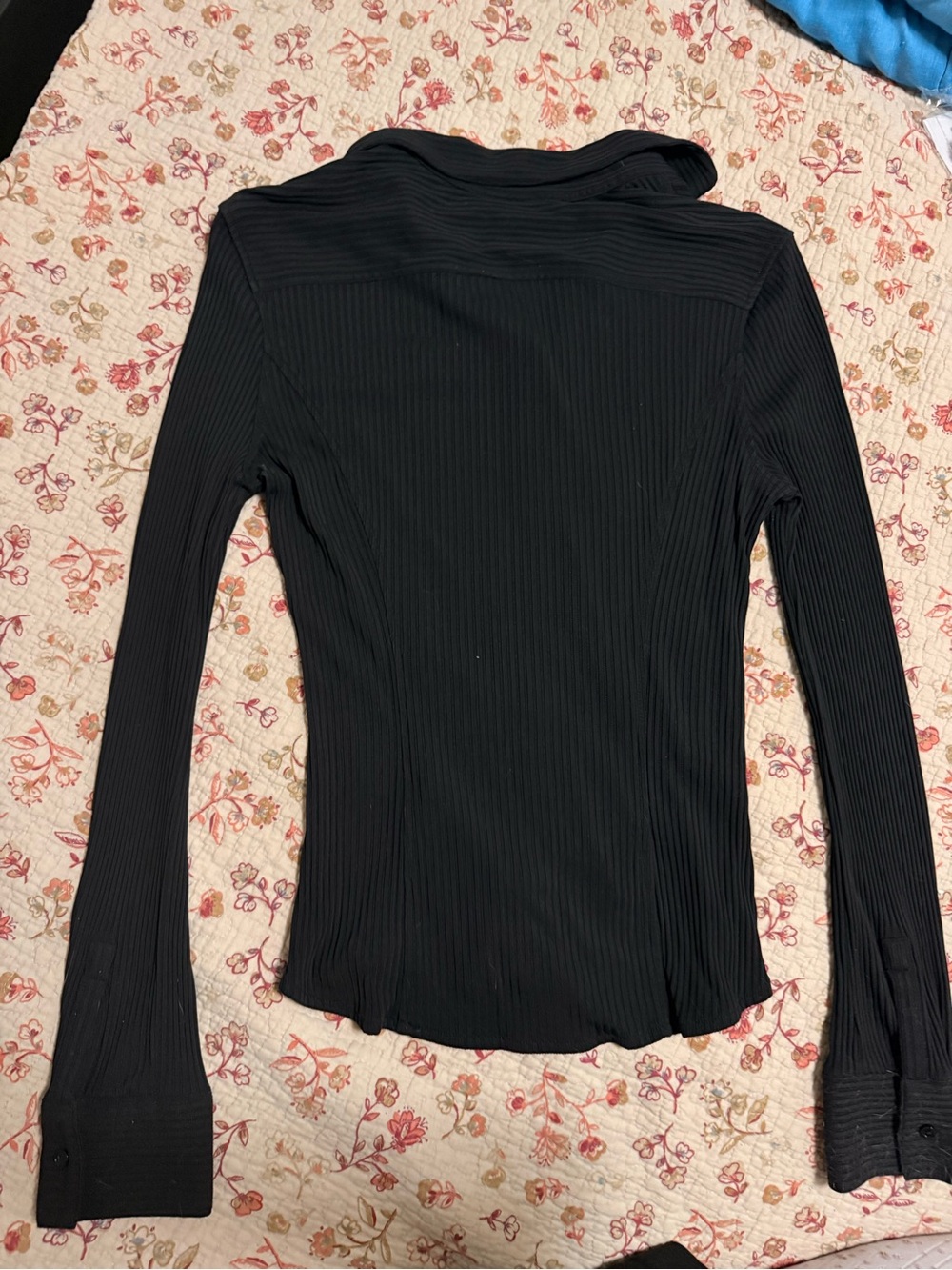 Express Black Ribbed Button-Up Shirt - Picture 4 of 4